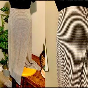 Striped maxi skirt with split